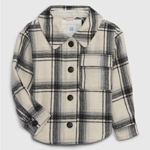 Gap Toddler Wool Shirt Jacket White Shadow Plaid Size 4 Years